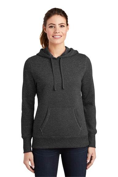 Sport-Tek LST254 Womens Shrink Resistant Fleece Hooded Sweatshirt Hoodie Heather Graphite Grey Model Front