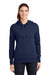 Sport-Tek LST254 Womens Shrink Resistant Fleece Hooded Sweatshirt Hoodie True Navy Blue Model Front