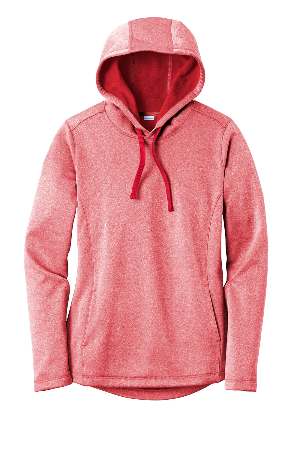 Sport-Tek LST264 Womens Heather Sport-Wick Moisture Wicking Fleece Hooded Sweatshirt Hoodie Heather Deep Red Flat Front