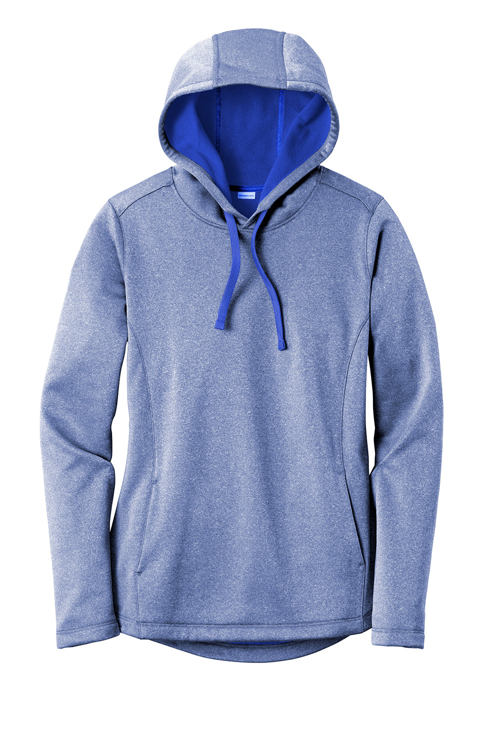 Sport-Tek LST264 Womens Heather Sport-Wick Moisture Wicking Fleece Hooded Sweatshirt Hoodie Heather True Royal Blue Flat Front