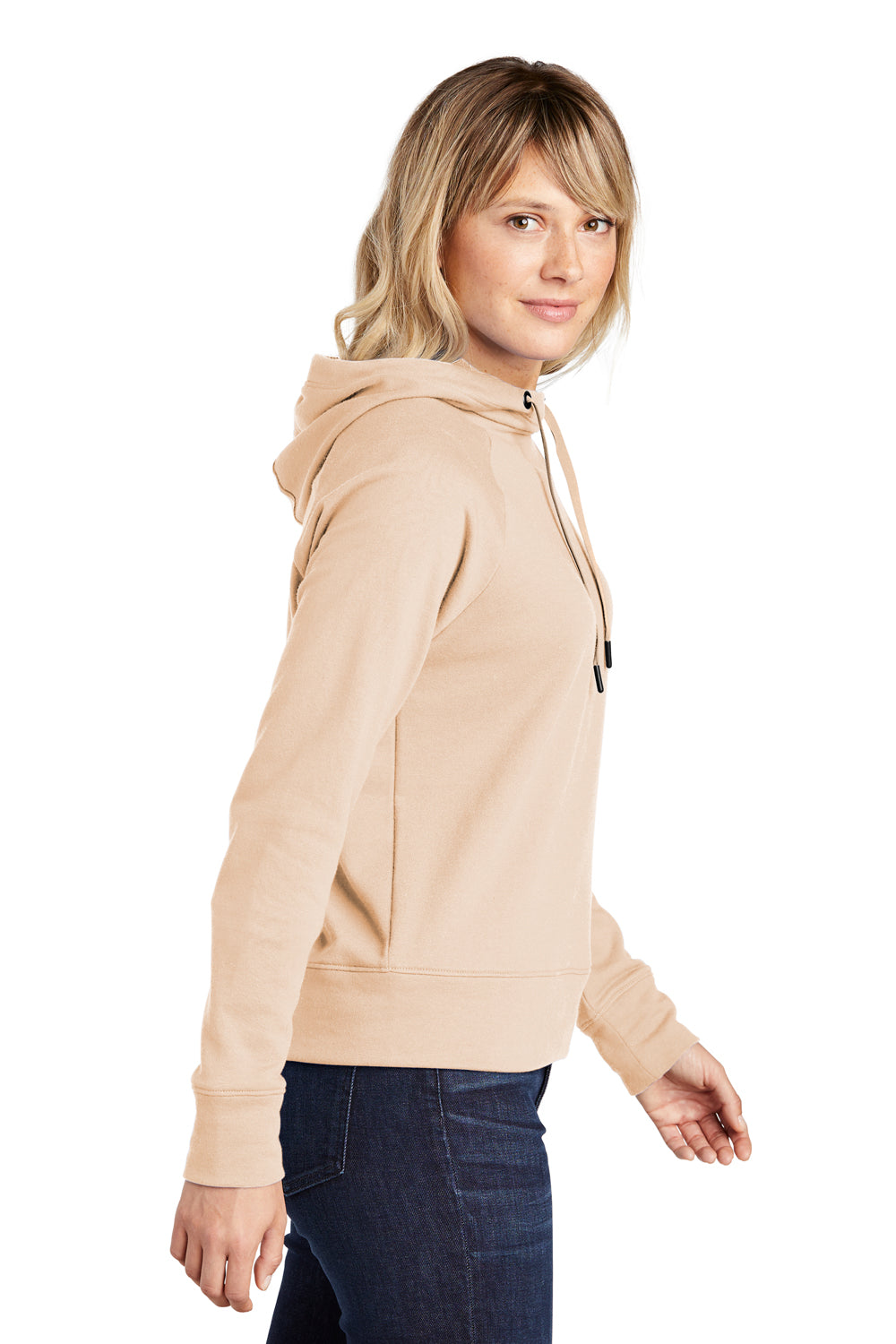 Sport-Tek LST272 Womens French Terry Hooded Sweatshirt Hoodie Ecru Model Side