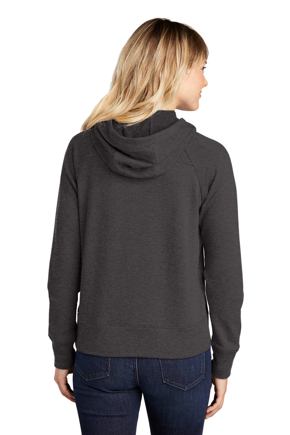 Sport-Tek LST272 Womens French Terry Hooded Sweatshirt Hoodie Heather Black Model Back