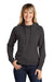 Sport-Tek LST272 Womens French Terry Hooded Sweatshirt Hoodie Heather Black Model Front