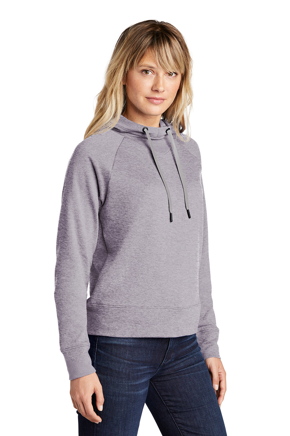 Sport-Tek LST272 Womens French Terry Hooded Sweatshirt Hoodie Heather Grey Model 3q