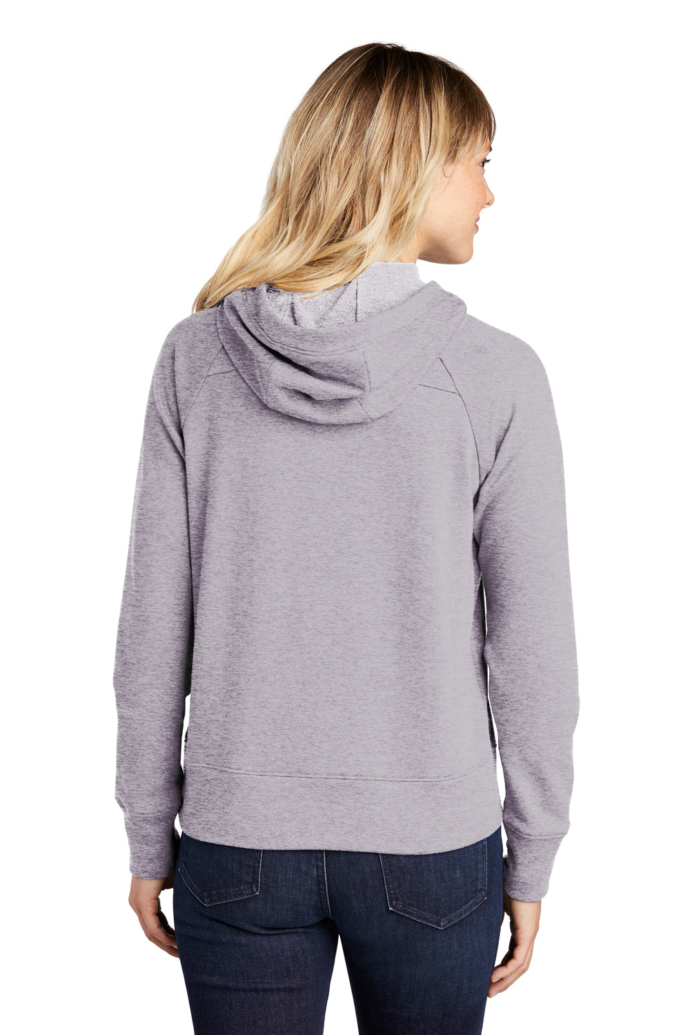 Sport-Tek LST272 Womens French Terry Hooded Sweatshirt Hoodie Heather Grey Model Back