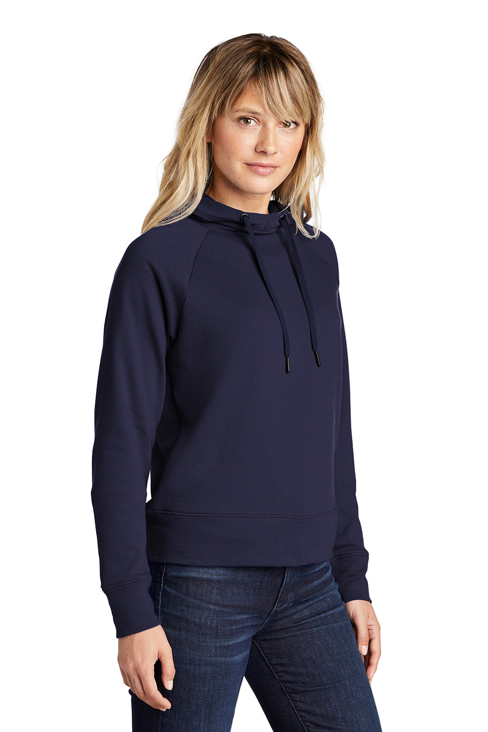 Sport-Tek LST272 Womens French Terry Hooded Sweatshirt Hoodie True Navy Blue Model 3q