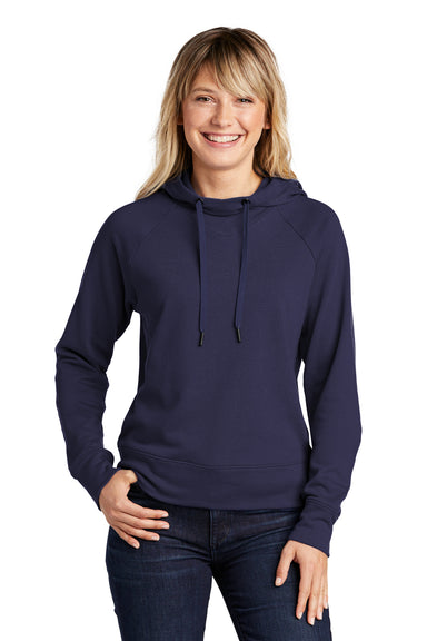 Sport-Tek LST272 Womens French Terry Hooded Sweatshirt Hoodie True Navy Blue Model Front