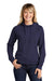 Sport-Tek LST272 Womens French Terry Hooded Sweatshirt Hoodie True Navy Blue Model Front