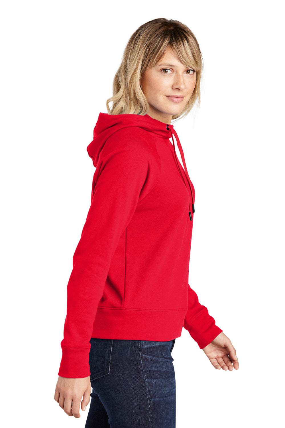 Sport-Tek LST272 Womens French Terry Hooded Sweatshirt Hoodie True Red Model Side