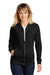 Sport-Tek LST274 Womens French Terry Full Zip Bomber Jacket Black Model Front