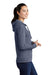 Sport-Tek LST293 Womens Moisture Wicking Fleece Full Zip Hooded Sweatshirt Hoodie Heather True Navy Blue Model Side