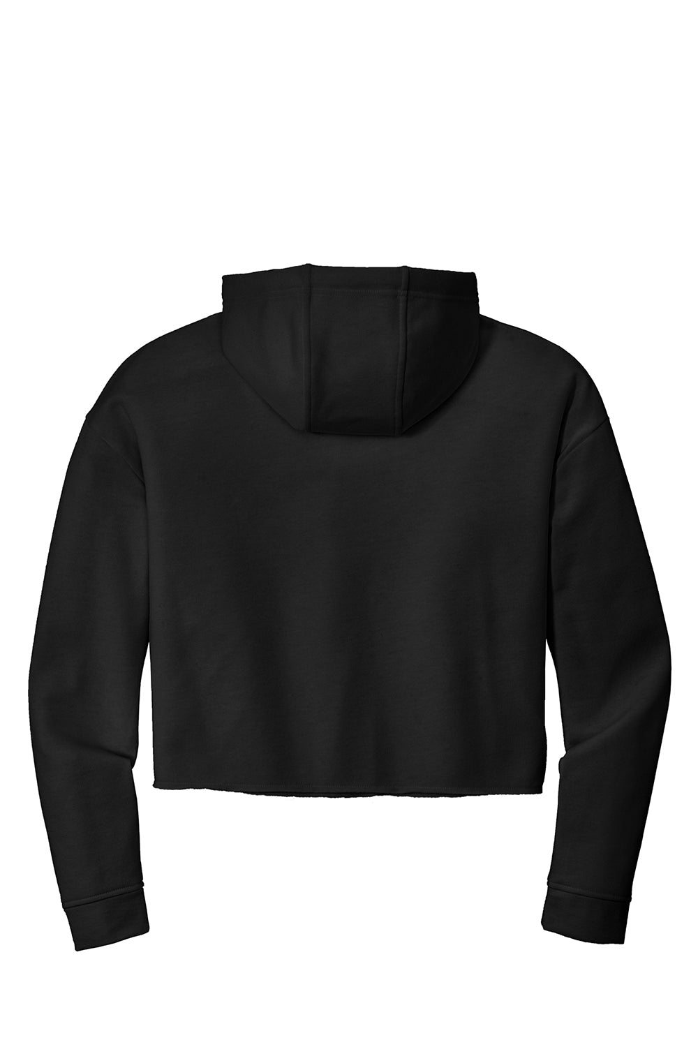 Sport-Tek LST298 Womens Moisture Wicking Fleece Crop Hooded Sweatshirt Hoodie Black Flat Back