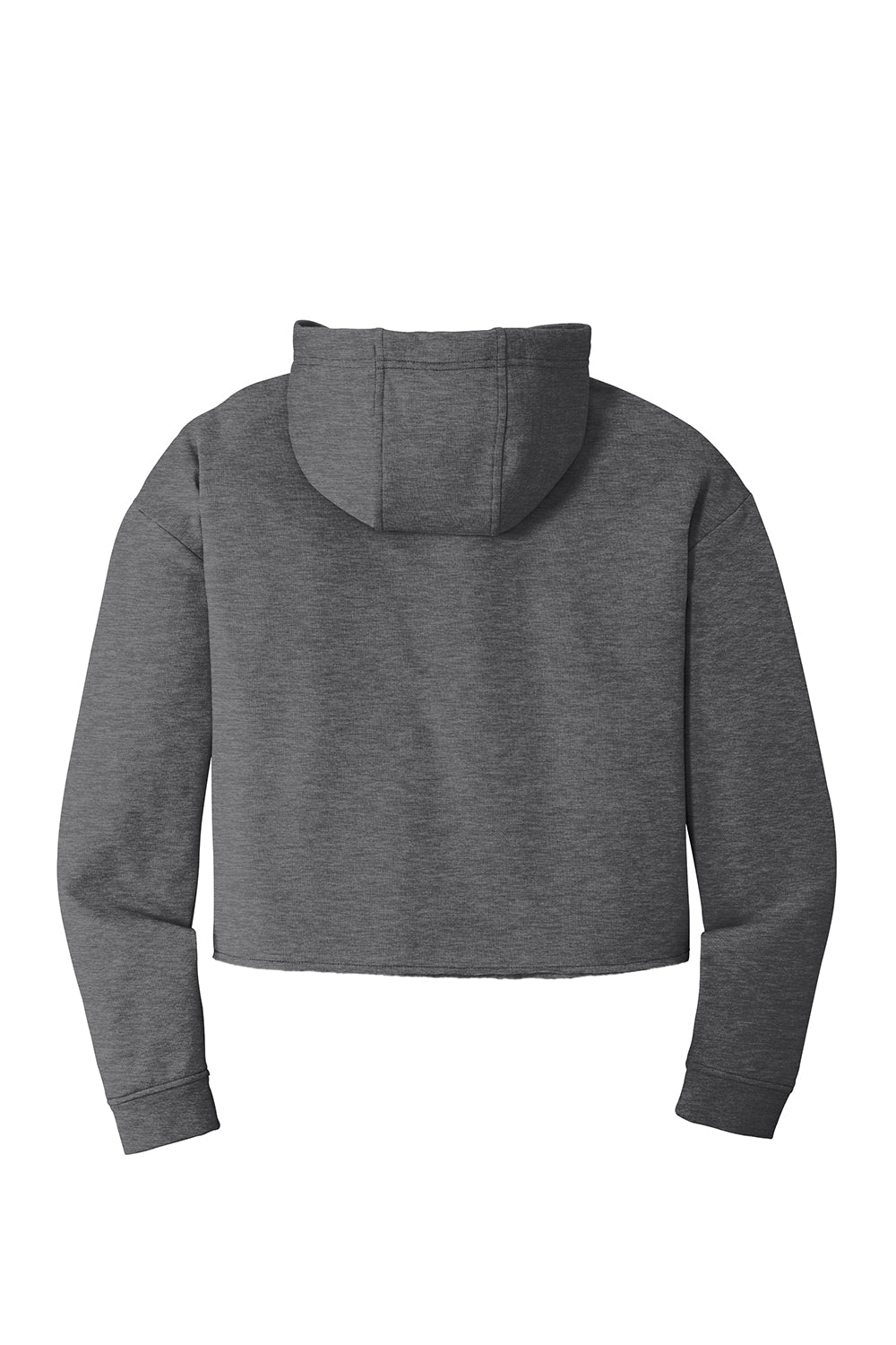 Sport-Tek LST298 Womens Moisture Wicking Fleece Crop Hooded Sweatshirt Hoodie Heather Dark Grey Flat Back