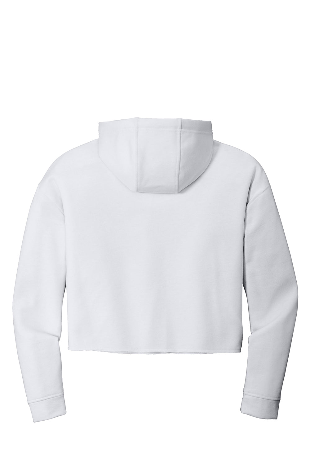 Sport-Tek LST298 Womens Moisture Wicking Fleece Crop Hooded Sweatshirt Hoodie White Flat Back