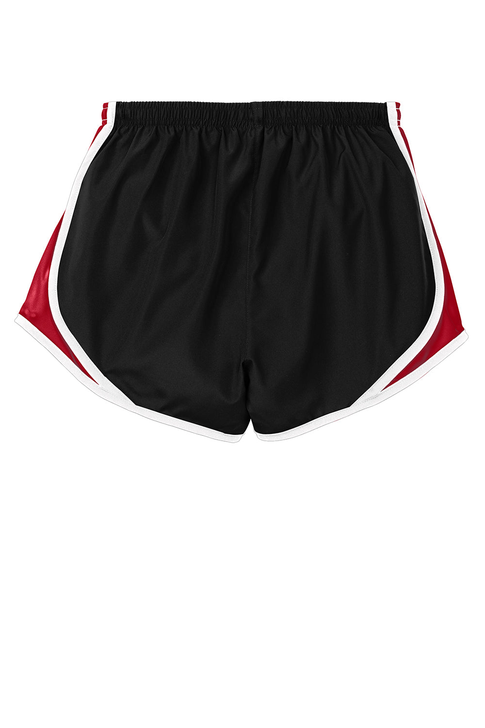 Sport-Tek LST304 Womens Cadence Moisture Wicking Shorts Black/True Red/White Flat Back