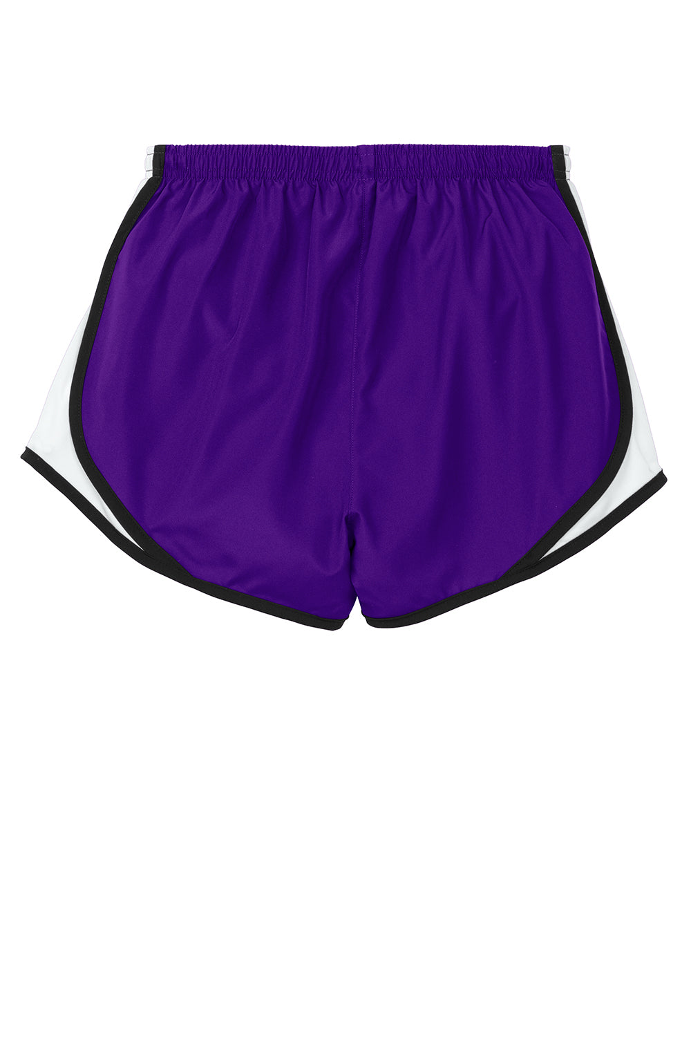 Sport-Tek LST304 Womens Cadence Moisture Wicking Shorts Purple/White/Black Flat Back