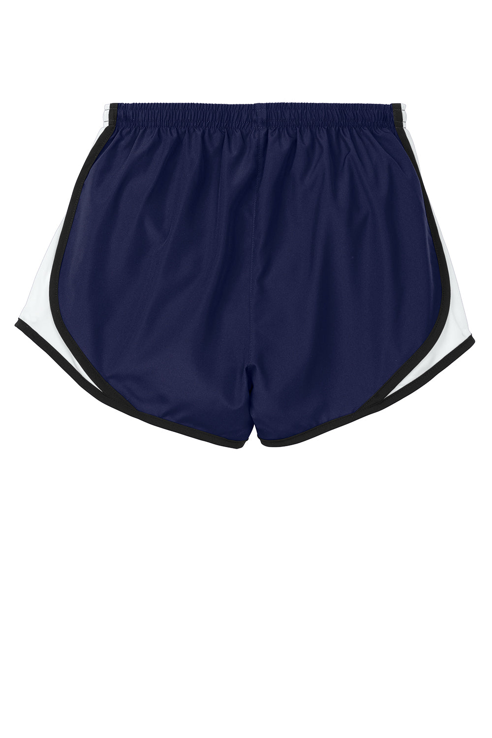 Sport-Tek LST304 Womens Cadence Moisture Wicking Shorts True Navy Blue/White/Black Flat Back