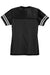 Sport-Tek LST307 Womens Short Sleeve V-Neck T-Shirt Black/White Flat Back