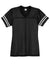 Sport-Tek LST307 Womens Short Sleeve V-Neck T-Shirt Black/White Flat Front