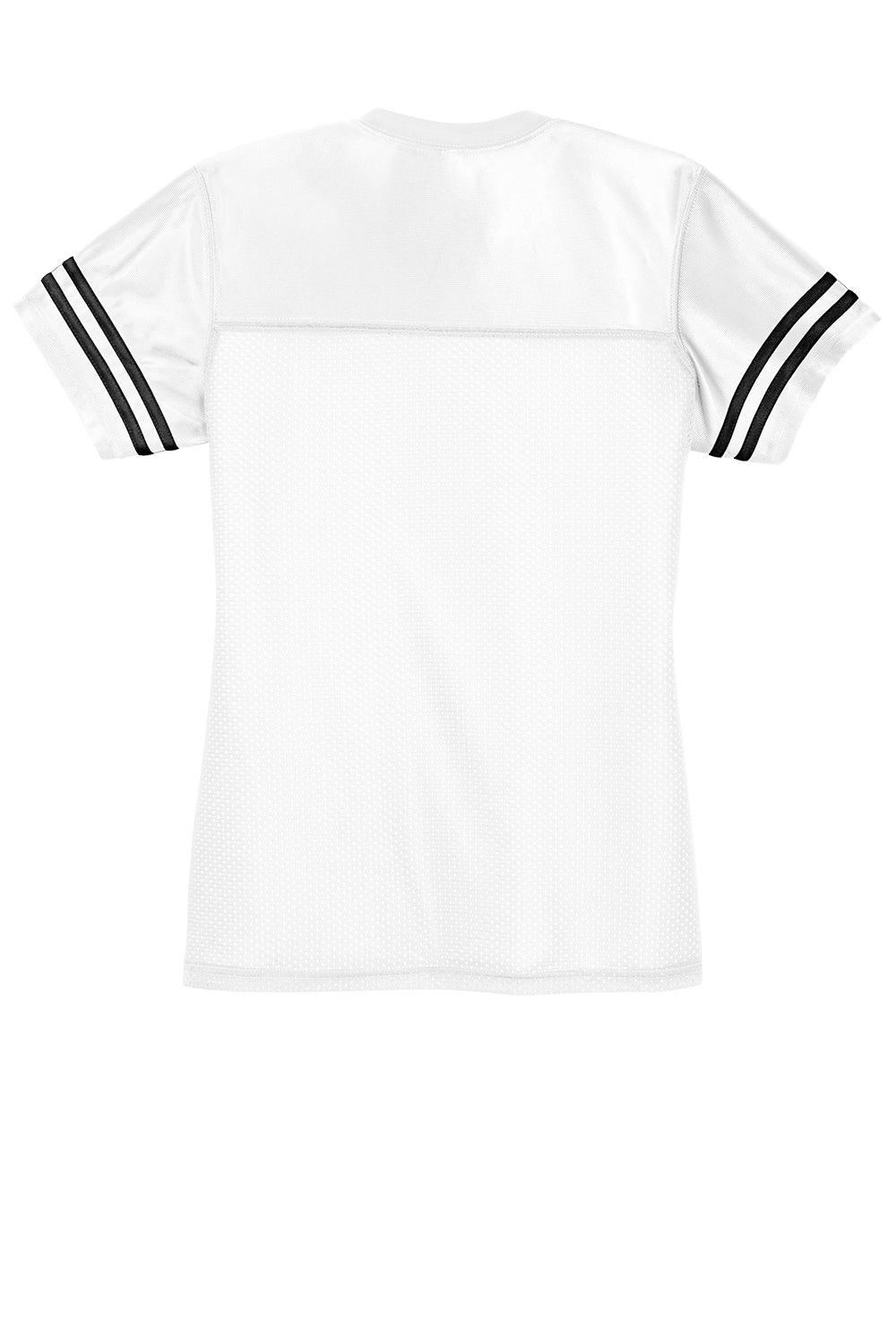 Sport-Tek LST307 Womens Short Sleeve V-Neck T-Shirt White/Black Flat Back