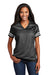 Sport-Tek LST307 Womens Short Sleeve V-Neck T-Shirt Black/White Model Front