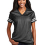 Sport-Tek Womens Short Sleeve V-Neck T-Shirt - Black/White