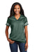 Sport-Tek LST307 Womens Short Sleeve V-Neck T-Shirt Forest Green/White Model Front