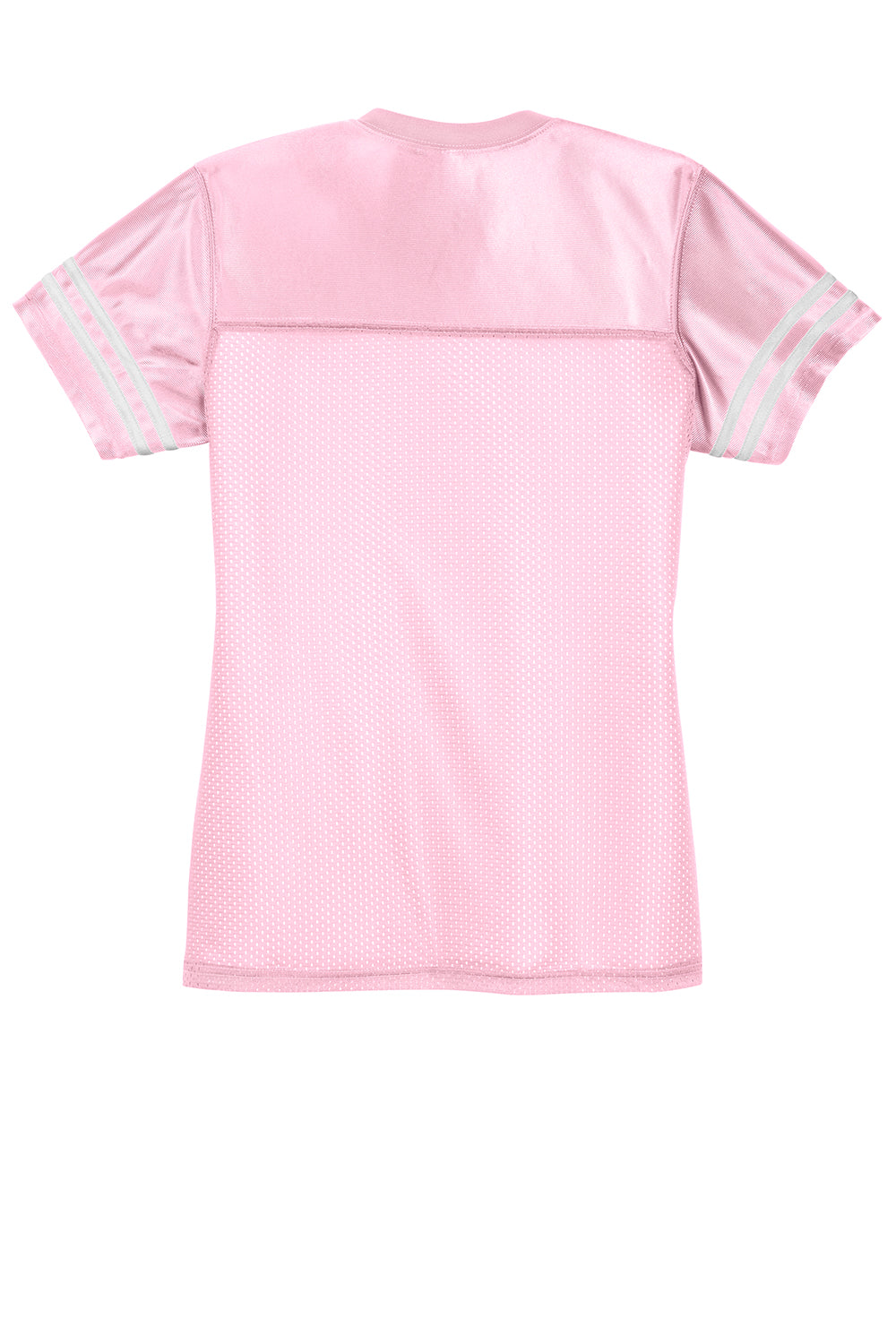 Sport-Tek LST307 Womens Short Sleeve V-Neck T-Shirt Light Pink/White Flat Back