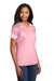 Sport-Tek LST307 Womens Short Sleeve V-Neck T-Shirt Light Pink/White Model 3q