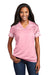 Sport-Tek LST307 Womens Short Sleeve V-Neck T-Shirt Light Pink/White Model Front