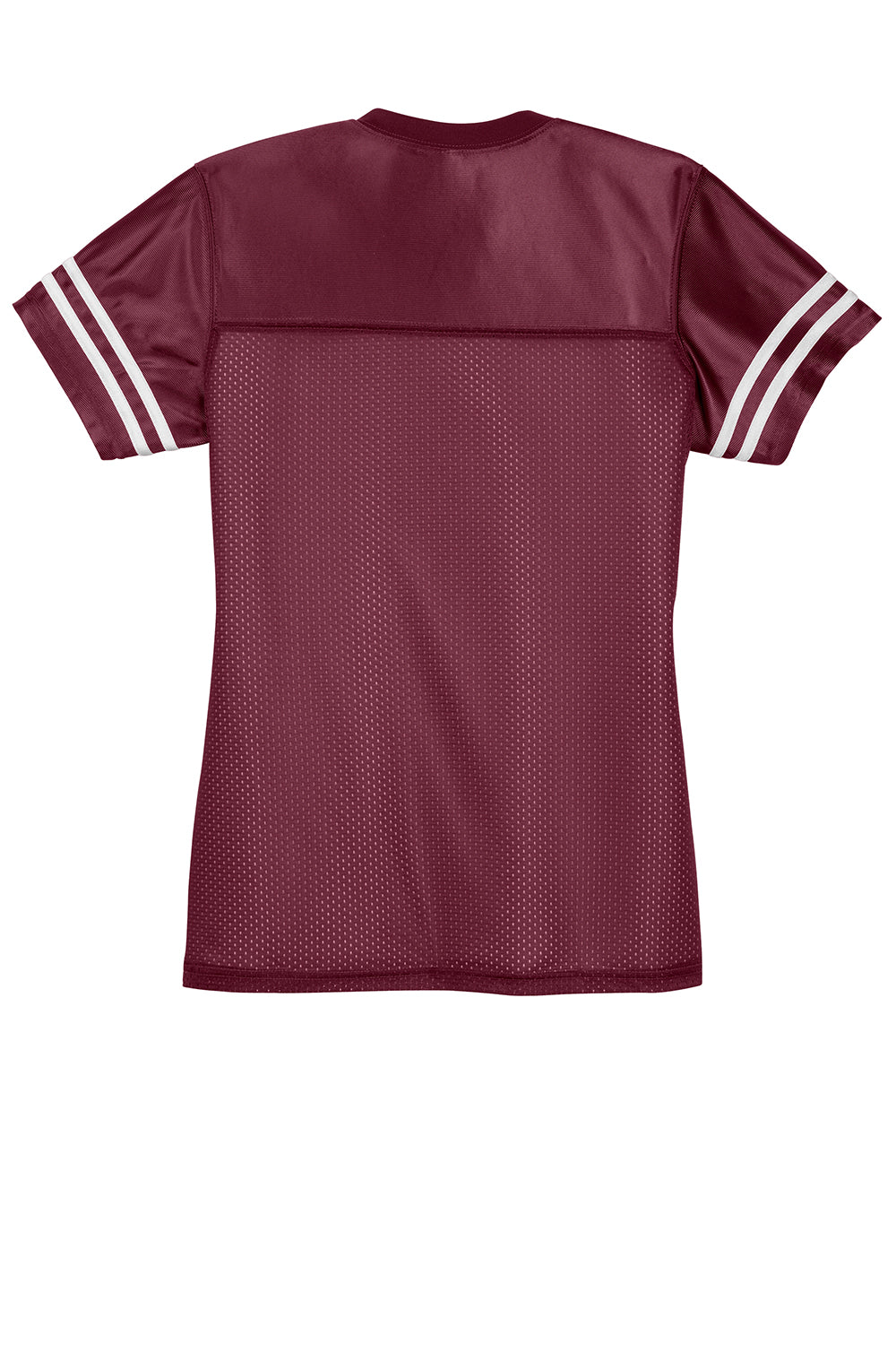 Sport-Tek LST307 Womens Short Sleeve V-Neck T-Shirt Maroon/White Flat Back