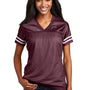 Sport-Tek Womens Short Sleeve V-Neck T-Shirt - Maroon/White