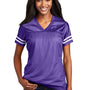 Sport-Tek Womens Short Sleeve V-Neck T-Shirt - Purple/White