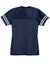 Sport-Tek LST307 Womens Short Sleeve V-Neck T-Shirt True Navy Blue/White Flat Back