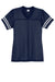 Sport-Tek LST307 Womens Short Sleeve V-Neck T-Shirt True Navy Blue/White Flat Front