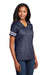 Sport-Tek LST307 Womens Short Sleeve V-Neck T-Shirt True Navy Blue/White Model 3q