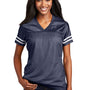 Sport-Tek Womens Short Sleeve V-Neck T-Shirt - True Navy Blue/White