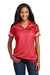 Sport-Tek LST307 Womens Short Sleeve V-Neck T-Shirt True Red/White Model Front