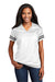 Sport-Tek LST307 Womens Short Sleeve V-Neck T-Shirt White/Black Model Front