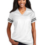 Sport-Tek Womens Short Sleeve V-Neck T-Shirt - White/Black