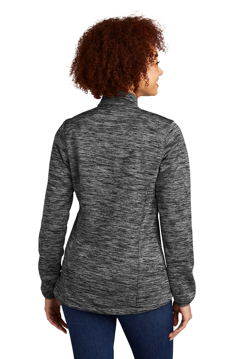 Sport-Tek LST30 Womens Electric Heather Water Resistant Full Zip Jacket Black Electric Model Back