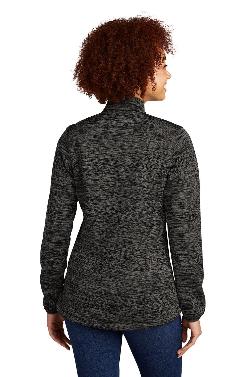 Sport-Tek LST30 Womens Electric Heather Water Resistant Full Zip Jacket Grey Black Electric Model Back