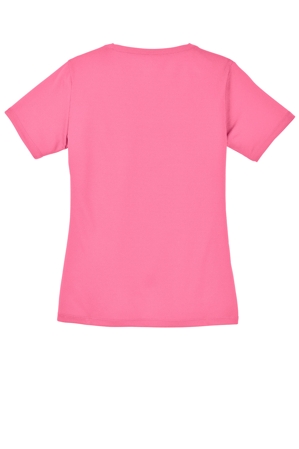 Sport-Tek LST340 Womens RacerMesh Moisture Wicking Short Sleeve V-Neck T-Shirt Bright Pink Flat Back