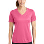 Sport-Tek Womens RacerMesh Moisture Wicking Short Sleeve V-Neck T-Shirt - Bright Pink