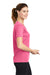 Sport-Tek LST340 Womens RacerMesh Moisture Wicking Short Sleeve V-Neck T-Shirt Bright Pink Model Side