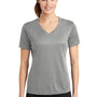 Sport-Tek Womens RacerMesh Moisture Wicking Short Sleeve V-Neck T-Shirt - Heather Grey