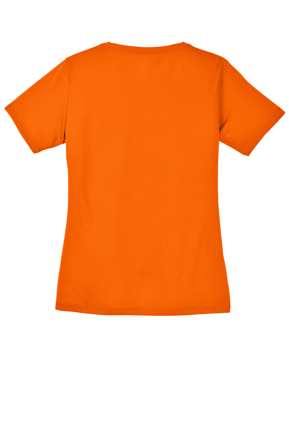 Sport-Tek LST340 Womens RacerMesh Moisture Wicking Short Sleeve V-Neck T-Shirt Neon Orange Flat Back