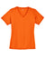 Sport-Tek LST340 Womens RacerMesh Moisture Wicking Short Sleeve V-Neck T-Shirt Neon Orange Flat Front