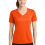 Sport-Tek Womens RacerMesh Moisture Wicking Short Sleeve V-Neck T-Shirt - Neon Orange