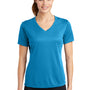 Sport-Tek Womens RacerMesh Moisture Wicking Short Sleeve V-Neck T-Shirt - Pond Blue